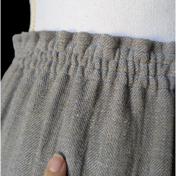 Zoran Gray 100% Linen Elastic Waist Pleated Knee Length Pencil Skirt Medium Wrap - Picture 8 of 8